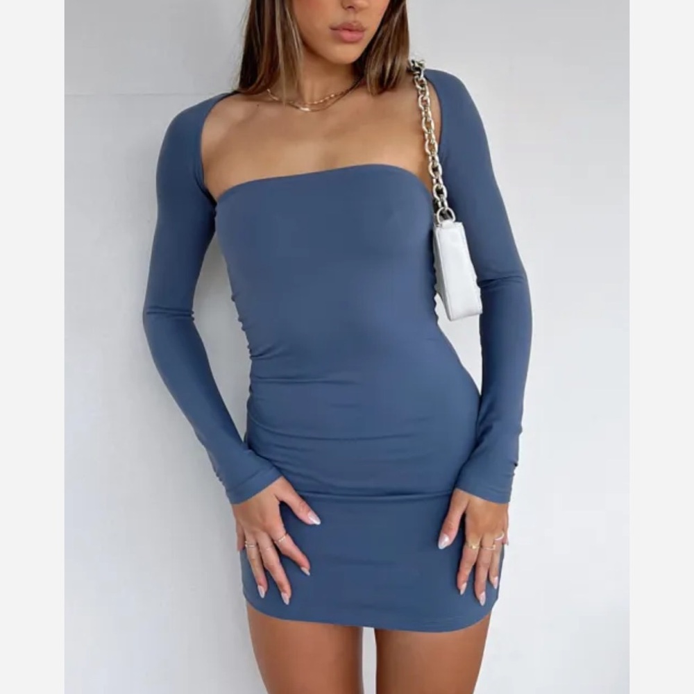 Elegant Blue Long Sleeve Dress